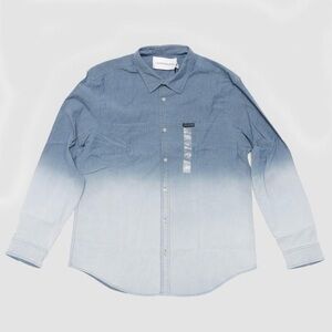 Calvin Klein Blue and White Casual Button Down Shirt